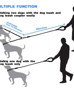 tobedri Comfortable Dual Dog Leash Tangle Free with Shock Absorbing Bungee Reflective 2 Dog Leashes for Large Medium Small Dogs Dogs weight 25-100lbs Black 18 61zYXYIYmL