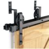 DIYHD TSQ15 Big Wheel Sliding Barn Wood Interior Closet Kitchen Door Easy Mount One Piece Bracket, 6.6FT Track Kit, Bypass Hardware 12 61za0YAfqtL
