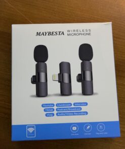 MAYBESTA Professional Wireless Lavalier Lapel Microphone for iPhone, iPad - Cordless Omnidirectional Condenser Recording Mic for Interview Video Podcast Vlog YouTube Black 25 61zfyTOYuL