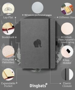 Dingbats A5 Wildlife Notebook Journal Hardcover, Cream 100gsm Ink-Proof Paper, 6.1 x 8.5 inches, 192 pages (Gray Elephant, Lined) Gray Elephant 15 61zgMK QNzL