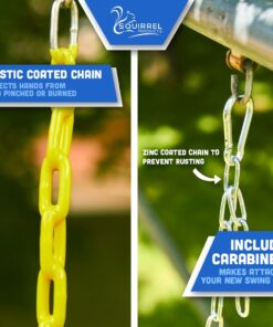 Squirrel Products 2 Pack Heavy Duty Strap Swing Seat - Swing Set Strap Swing Seat Replacement with Plastic Coated Chain for Easy Install - Green Green, 2 Pack Heavy Duty 22 61zi3HIHJ0L