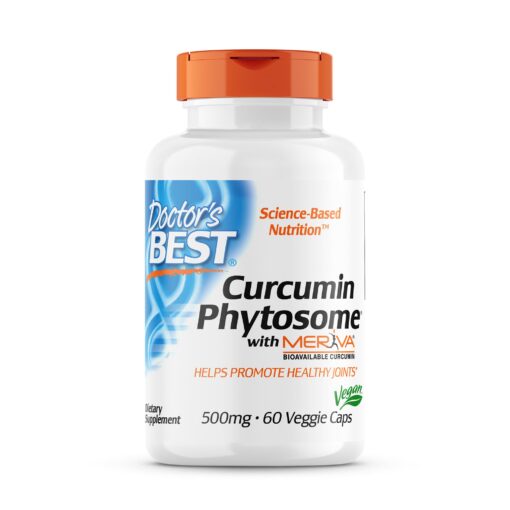 Doctor's Best Curcumin Phytosome with Meriva, Non-GMO, Vegan, Gluten Free, Soy Free, Joint Support, 500 mg 60 Veggie Caps Unflavored 60VC