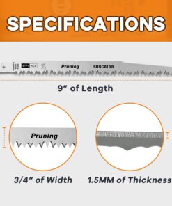 SUNGATOR 9-Inch Reciprocating Saw Blades, 10-Pack Wood Pruning Saw Blades High Carbon Steel with 5TPI Designed for Fast, Straight, Clean Pruning and Cutting Wood 11 61zjiTIR2eL