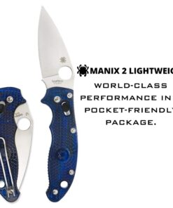 Spyderco Manix 2 Lightweight Signature Knife with 3.37" CTS BD1 Steel Blade and Translucent Blue FRCP Handle - PlainEdge - C101PBL2 27 61zju2G RL