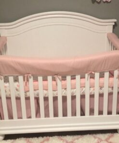 TILLYOU Pink Pleated Crib Bed Skirt for Baby Boys Girls, 100% Natural Soft Dust Ruffle, Standard Nursery Bedding Toddler Bedskirt Solid, 14" Drop Cotton 20 61zk7D3CEL