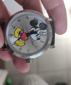Disney Mickey Mouse Adult Vintage Articulating Hands Analog Quartz Watch Silver, Silver, Black 28 61zkR9gcOQL