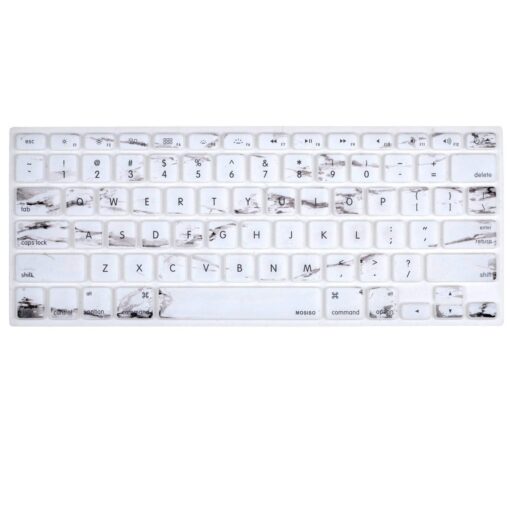 MOSISO Silicone Keyboard Cover Compatible with MacBook Air 13 inch A1466 A1369 2010-2017&Compatible with MacBook Pro 13/15 inch (with/Without Retina Display, 2015 or Older Version), White Marble