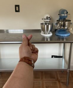 ROCKPOINT Stainless Steel Table for Prep & Work with Backsplash 60x24 Inches, NSF Metal Commercial Kitchen Table with Adjustable Under Shelf and Table Foot for Restaurant, Home and Hotel 60x24inch 48 61zoVViZ6eL