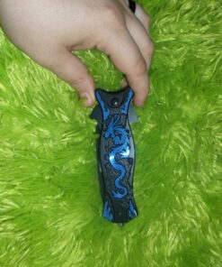 TAC Force TF-707 Series Assisted Opening Folding Knife, Black Half-Serrated Blade, Dragon Handle, 4-1/2-Inch Closed Blue 32 61zobTGpd6L