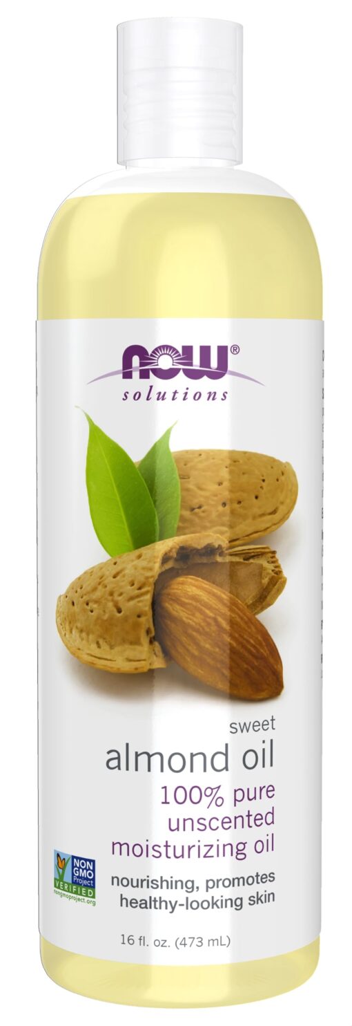 NOW Solutions, Sweet Almond Oil, 100% Pure Moisturizing Oil, Promotes Healthy-Looking Skin, Unscented Oil, 16-Ounce,Package may vary 16 Fl Oz (Pack of 1)