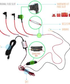 Alternative view of NUNET 15ft MicroUSB & MiniUSB Hardwire Kit with Mini/LP Mini/ATO/Micro2 Fuse, Micro to Mini/Type-C Adapters, Battery Drain Protection System, 15ft Length Cord for Dash Cameras Micro&Mini