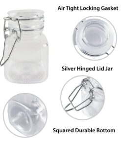 3 1/4" Square Glass 3oz Jar with Hinge Glass Lid for Home Kitchen, Arts & Crafts Projects, Decoration, Snack Foods and Sauces (4 Pack) by Super Z Outlet 21 61zxYqFfD3L 1