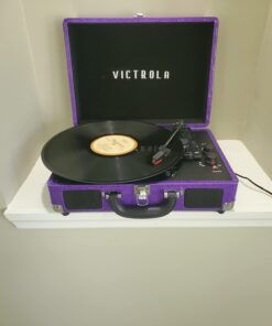 Victrola Vintage 3-Speed Bluetooth Portable Suitcase Record Player with Built-in Speakers | Upgraded Turntable Audio Sound|Purple Glitter, Model Number: VSC-550BT-GPR Purple Glitter 20 61zztk1sAEL