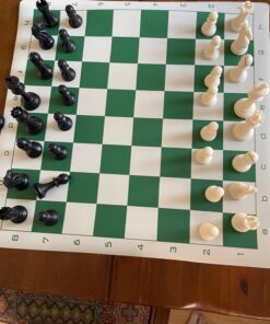 WE Games Best Value Tournament Chess Set - Staunton Chess Pieces and Green Roll-Up Vinyl Chess Board 1 34 71 0ZGCEtfL