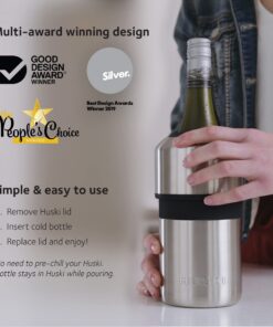 Huski Wine Chiller | Award Winning Iceless Design | Keeps Wine Cold up to 6 Hours | Wine Accessory | Next Generation Ice Bucket | Fits Some Champagne Bottles | Perfect Gift for Wine Lovers (Champagne) Matte Champagne 26 71 0f DB0xL