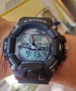 FANMIS Mens Analog Digital Dual Display Sports Watches Military Multifunctional 50M Waterproof LED Watch with Alarm Stopwatch Backlight 12H/24H Outdoor Running Swimming Black 43 71 1JVnYJbL