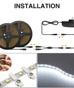 Onforu White LED Strip Lights, 32.8FT 6000K Super Bright Dimmable Tape Light Kit, 600 LEDs Daylight Christmas Rope Light, 12V Flexible Strip Lighting for Mirror, Under Cabinet, Home, Bedroom Daylight White 27 71 1QSwk 4S