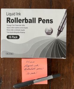Rollerball Pen Fine Point Pens: 16 Pack 0.5mm Black Gel Liquid Ink Pens Extra Thin Fine Tip Pens, Rolling Ball Point Writing Pens for Note Taking, Signature, Journal, Office/Stationary Supplies 31 71 32MjC31L