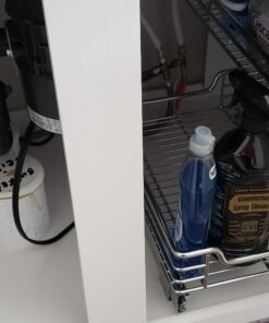 Household Essentials Glidez Multipurpose Chrome-Plated Steel Pull-Out/Slide-Out Storage Organizer for Under Sink or Under Cabinet Use - 2-Tier Design - Fits Standard Size Cabinet or Shelf, Chrome Undersink 12.25" - Standard 51 71 3XGa23HL