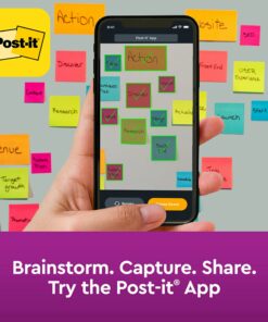 Post-it Super Sticky Notes, 3x3 in, 15 Pads, 2x the Sticking Power, Energy Boost, Bright Colors (Orange, Pink, Blue, Green), Recyclable (654-24SSAU-CP) 16 71 3eHNafyL 1