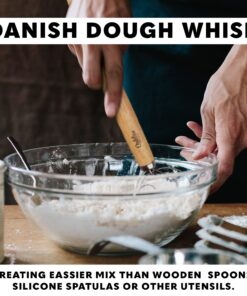 ORBLUE Premium Danish Dough Whisk - 2 Pack LARGE 13.5" Dutch Whisk with Stainless Steel Ring - Danish Whisk for Bread, Pastry or Pizza Dough - Baking Tool Alternative to a Blender, Mixer or Hook Rubberwood 2 Pack Rubberwood 25 71 3fX4LTZL