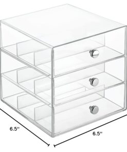 iDesign Plastic Divided 3-Drawer Vanity & Countertop Organizer – 7" x 6.5" x 6.5”, Clear 3 Drawer 36 71 3pe4AU8L