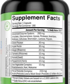 Zenwise Digestive Enzymes - Probiotic Multi Enzyme with Probiotics and Prebiotics for Digestive Health and Bloating Relief for Women and Men, Enzymes for Gut Health - 180 Count 30 71 4AeFfSiL