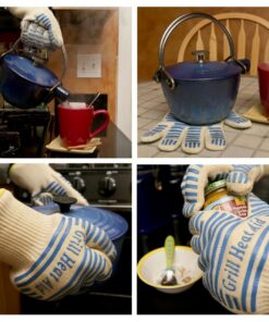 Heat Resistant Gloves, 932°F EN407 Certified. Thick but Light-Weight, Flexible for Oven and BBQ, 2 Blue Gloves, One Size 16 71 4lUu0vKL