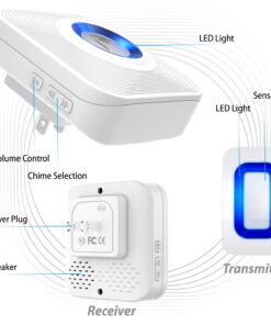 Fosmon WaveLink Door Chime Driveway Alarm Guard Wireless Motion Sensor (500 Feet, 58 Tunes, 5 Volume Levels, LED Indicators) Motion Detector Home/Business/Store Entrance Alert (1 Receiver + 2 Sensor) 1 Receiver + 2 Motion Sensor 11 71 5c2Rq23L