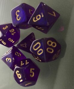 Chessex Dice Polyhedral 7-Die Borealis Set - Royal Purple with Gold Numbers CHX-27467 44 71 6X7ay5oL
