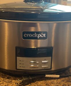 Crock-Pot Large 8 Quart Programmable Slow Cooker with Auto Warm Setting and Cookbook, Black Stainless Steel 30 71 6sN0t2 L