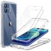 JETech Case for iPhone 12/12 Pro 6.1-Inch with 2-Pack Tempered Glass Screen Protector, 360 Full Body Shockproof Bumper Phone Cover Protective Clear Back (Clear)