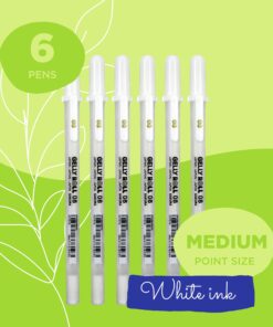 SAKURA Gelly Roll Gel Pens - Medium Point Ink Pen for Journaling, Art, or Drawing - Classic White Ink - 6 Pack 6 Count (Pack of 1) Medium Tip 23 71 7pC3pVOL