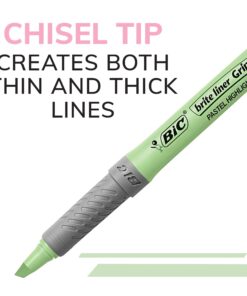 BIC Brite Liner Grip Pastel Highlighter Set, Chisel Tip, Pack of Pastel Highlighters in Assorted Colors (colors may vary), Cute Highlighters for Bullet Journaling, Note Taking and More (Pack of 18) 12 Count (Pack of 18) 11 71 80OYSJBL