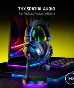 Razer Kraken V3 HyperSense Wired USB Gaming Headset w/Haptic Technology: Triforce Titanium 50mm Drivers - THX Spatial Audio - Hybrid Fabric & Leatherette Memory Foam Cushions - Detachable Mic 59 71 8GP8d7RL