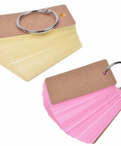 Blank Flash Cards Index Cards Note Cards with Binder Ring, Assorted Colors, 3.5 x 2.2 Inches,10 Packs, 50 Sheets/Pack 12 71 92wxjECL