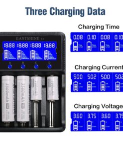 Universal Smart Battery Charger 4 Bay for Rechargeable Batteries NiMH NiCd AA AAA C Li-ion LiFePO4 IMR 18650 21700 20700 26650 14500 16340 18500 10440 18350 RCR123a LCD Display UL Listed 30 71 9zZrWQgL