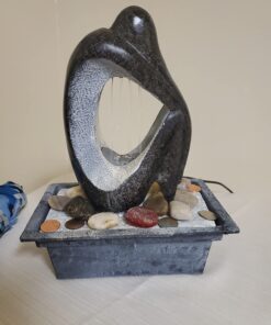 Modern Silhouette Zen Indoor Small Tabletop Water Fountain with 4-LED Light Cluster Faux Black Marble Stone 10" for Table Desk-Top Office Bedroom House Relaxation Living Room - John Timberland 33 71 ACfNegL