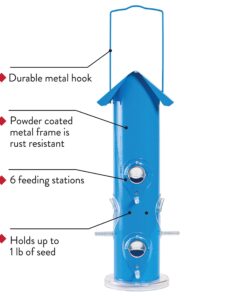 Alternative view of Perky-Pet 391 Metal Tube Wild Bird Feeder, Blue Sturdy