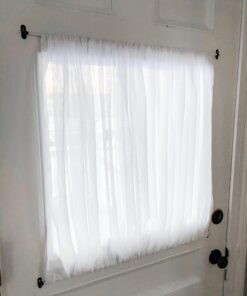 SKEMIX 5/16-Inch Swivel End Sash Curtain Rods - 2 Rods - 21 - 38 Inch Adjustable Width, White with Nickel Ends 24 71 Cw TekCL