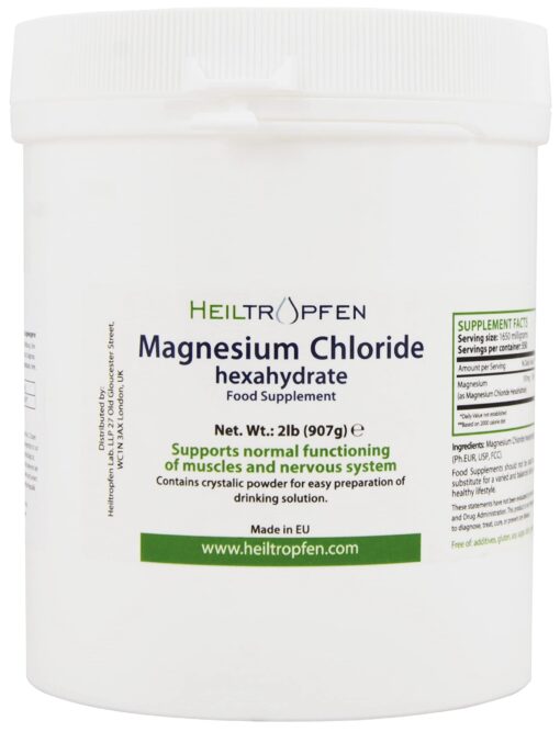 2 Pounds Magnesium Chloride Hexahydrate | Pharmaceutical Grade Ingredients | Crystal Powder | Pure Ph. EUR., BP, USP, 100% | Heiltropfen® Unflavored 2 Pound (Pack of 1)