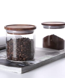 Alternative view of KKC HOME ACCENTS Glass Storage Jars with Airtight Lids,Jar Canister with Wooden Lids,Sealed Glass Containers with Wood Lids,Kitchen Jar for Ground Coffee,Sugar,Salt,Wood Top Glass Jars,18 Fluid-oz 18 Floz x 2