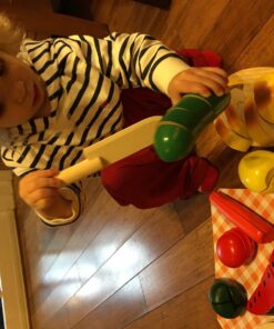 Melissa & Doug Cutting Food - Play Set With 25+ Hand-Painted Wooden Pieces, Knife, and Cutting Board - Pretend Play Kitchen Fruit Toys For Toddlers And Kids Ages 3+ Retail Version Play Food Set 39 71 IQjkudJL