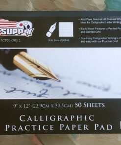 U.S. Art Supply (Pack of 2 Pads) - 9" x 12" Premium Calligraphic Practice Paper Pad, 19 Pound Bond (70gsm), Pad of 50-Sheets, Calligraphy Paper with Printed Practice Rule and Slanted Grid 35 71 IcNcNkPL
