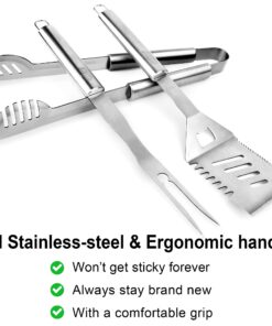Alternative view of GRILLART Grill Tools Grill Utensils Set - 3PCS BBQ Tools, Stainless Barbeque Grill Accessories - Spatula/Tongs/Fork, with Insulated Glove, Ideal BBQ Set Grilling Tools for Outdoor Grill, Gifts for Men Black