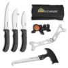 OUTDOOR EDGE ButcherLite 8-Piece Butcher Knife Set | Features a Nylon Roll Pack Case that Doubles as a Belt Scabbard | Razor-Sharp Full-Tang Caping & Boning Knives, Skinning Knife, Bone Saw & More