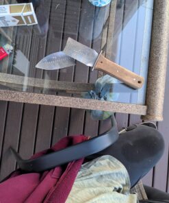 Hori Hori Garden Knife with Diamond Sharpening Rod, Thickest Leather Sheath and Extra Sharp Blade - in Gift Box. Leather Sheath with Rod 45 71 JqmUWdL