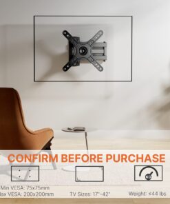 Perlegear Full Motion TV Wall Mount Bracket for Most 17-42 Inch LED LCD Flat Curved Screen TVs & Monitors, Swivel Tilt Extension Rotation with Articulating Arms, Max VESA 200x200mm up to 44lbs 24 71 K35N0vQL