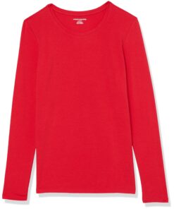 Amazon Essentials Women's Classic-Fit Long-Sleeve Crewneck T-Shirt (Available in Plus Size) Large Cherry Red 16 71 KAYaMzZL