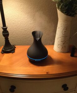 OliveTech Aroma Essential Oil Diffuser, 400ml Ultrasonic Cool Mist Humidifier with Waterless Auto Shut-Off and Cleaning Kit for Home, Yoga, Office, Spa, Bedroom, Baby Room - Wood Grain A-dark Wood 70 71 KPURyQAL